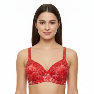 Red Floral Lace Bra